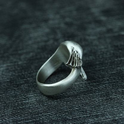 Peace dove 925 silver ring, dove wings simple abstract 925 silver ring, personalized flying bird ring jewelry-Craftsmen made - SATANHORN