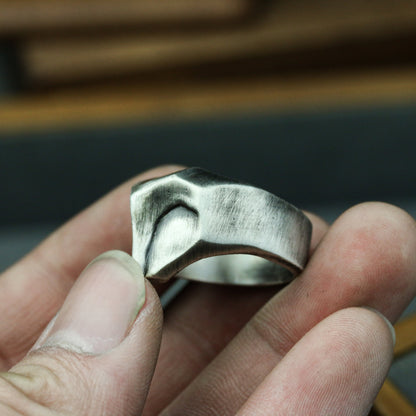 Owl 925 silver ring, eagle simple abstract 925 silver ring, personalized flying bird ring jewelry-Craftsmen made - SATANHORN