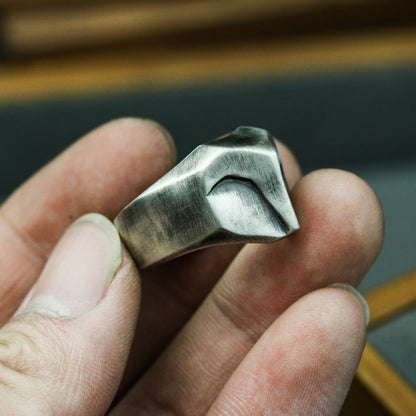 Owl 925 silver ring, eagle simple abstract 925 silver ring, personalized flying bird ring jewelry-Craftsmen made - SATANHORN