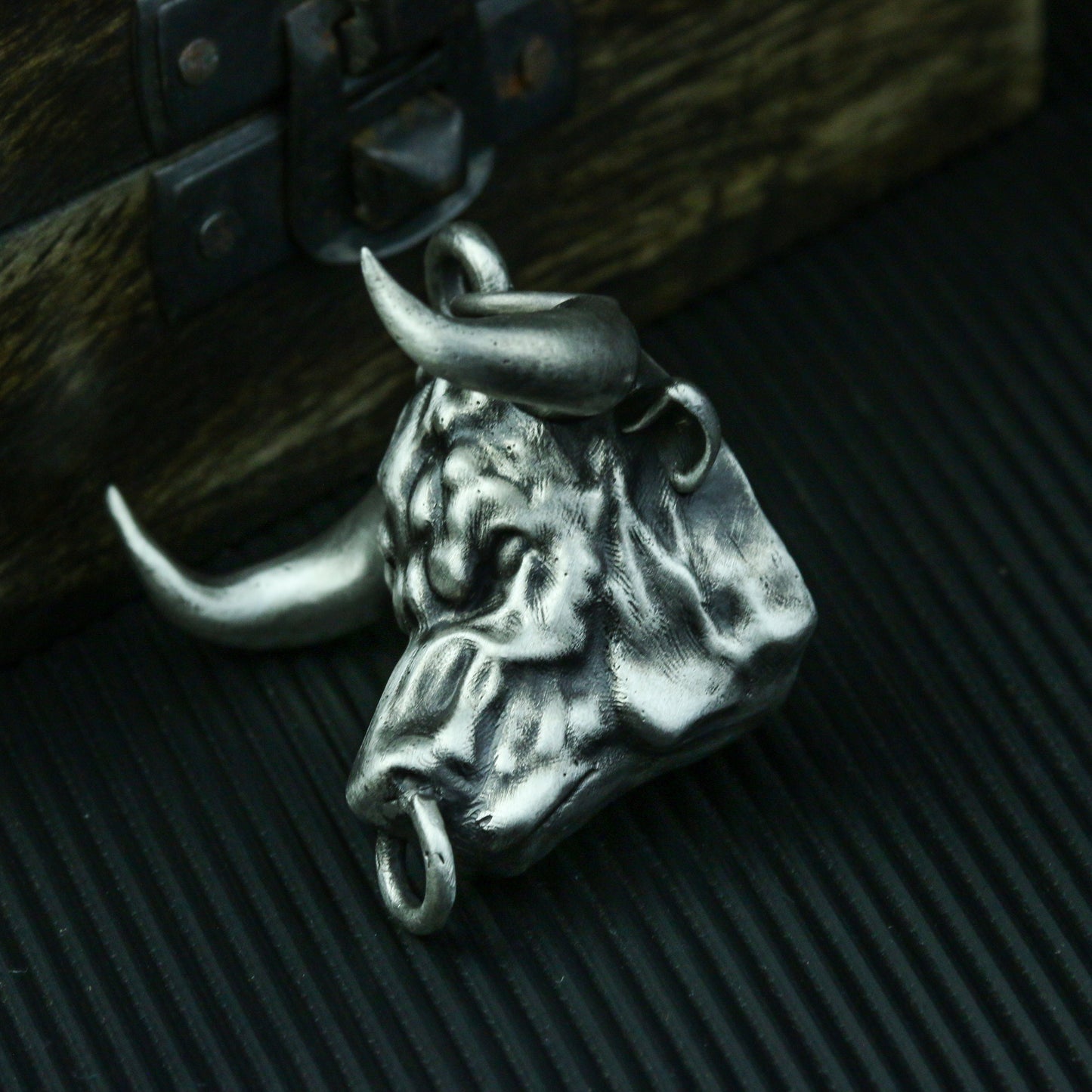 Bull head 925 silver pendant, big buffalo wild horns 925 silver pendant necklace, a wild personality African jewelry-Craftsmen made