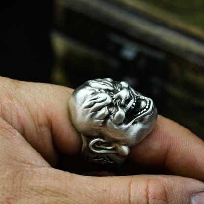 Maitreya Buddha 925 silver ring, wicked Maitreya dark style 925 silver ring, unique personality jewelry-Craftsmen made - SATANHORN