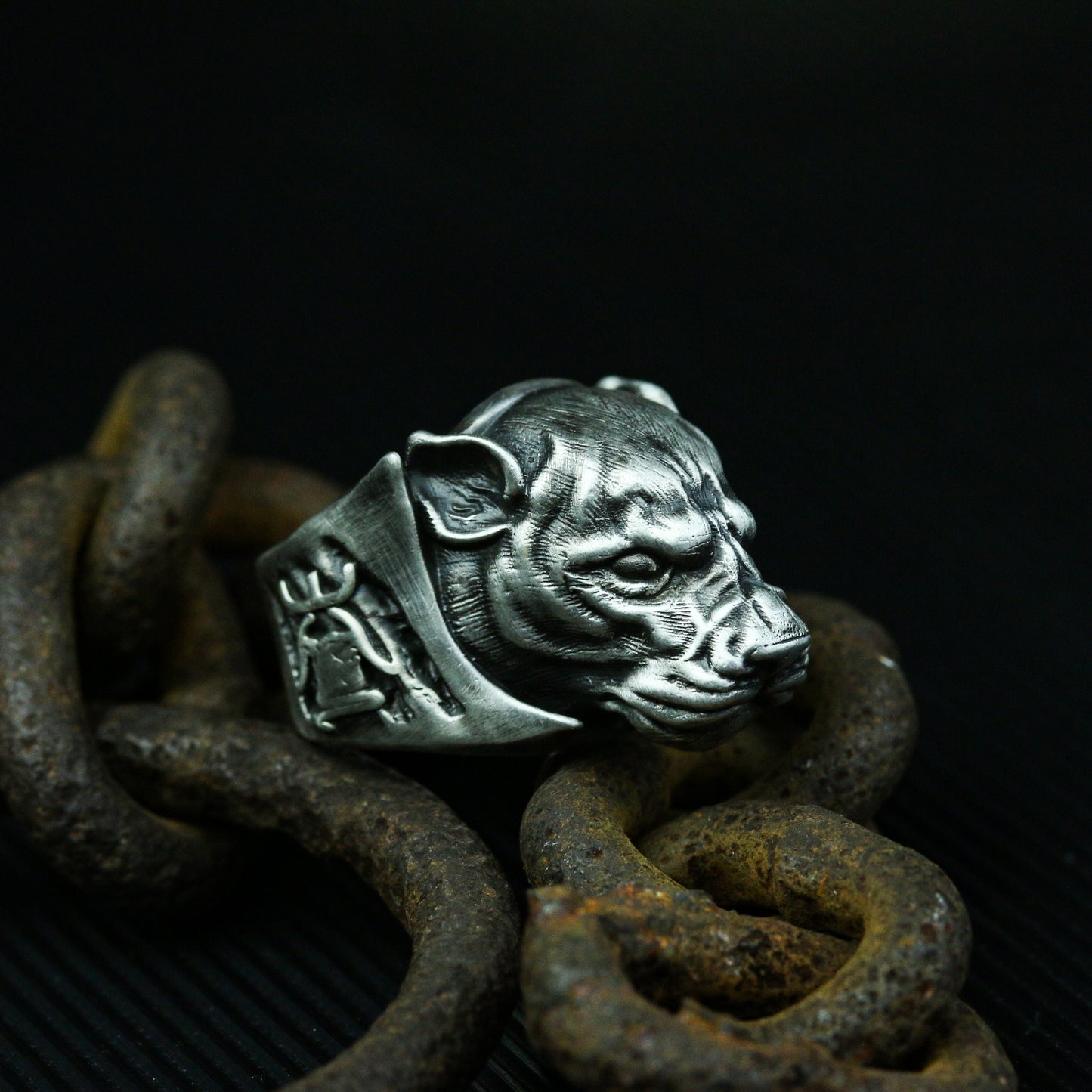 Leopard 925 silver ring, cheetah leopard dark style 925 silver ring,Big Cat Jaguar Panther Totem Talisman Cat Animal-Craftsmen made