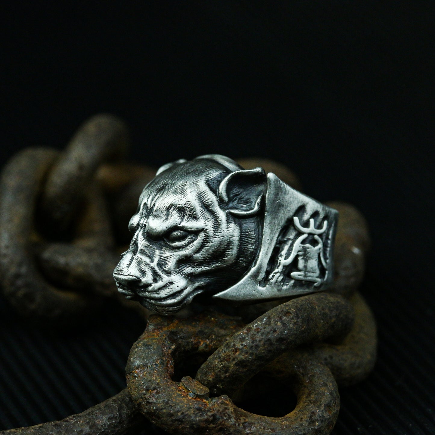 Leopard 925 silver ring, cheetah leopard dark style 925 silver ring,Big Cat Jaguar Panther Totem Talisman Cat Animal-Craftsmen made