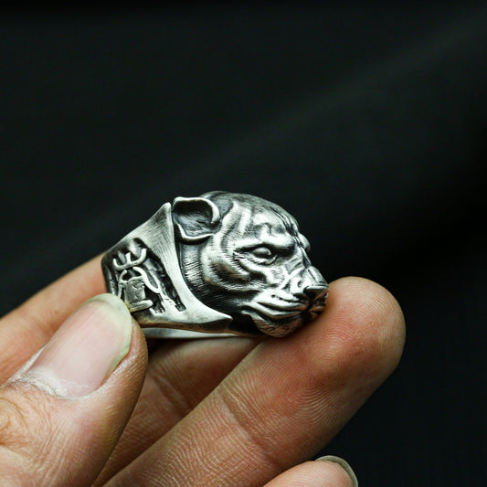 Leopard 925 silver ring, cheetah leopard dark style 925 silver ring,Big Cat Jaguar Panther Totem Talisman Cat Animal-Craftsmen made