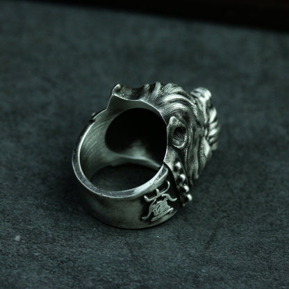 Bulldog 925 silver ring, pet dog 925 silver ring, Bulldog Jewelry, Pet Jewelry, Dog Ring-Craftsmen made - SATANHORN