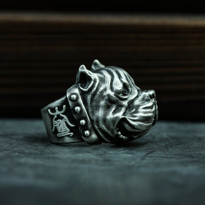 Bulldog 925 silver ring, pet dog 925 silver ring, Bulldog Jewelry, Pet Jewelry, Dog Ring-Craftsmen made - SATANHORN