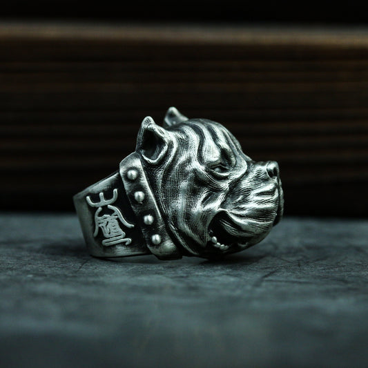 Bulldog 925 silver ring, pet dog 925 silver ring, Bulldog Jewelry, Pet Jewelry, Dog Ring-Craftsmen made