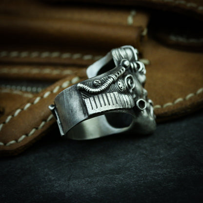 Biohazard Symbol Ring - 925 Sterling Silver Punk Subculture Jewelry - SATANHORN