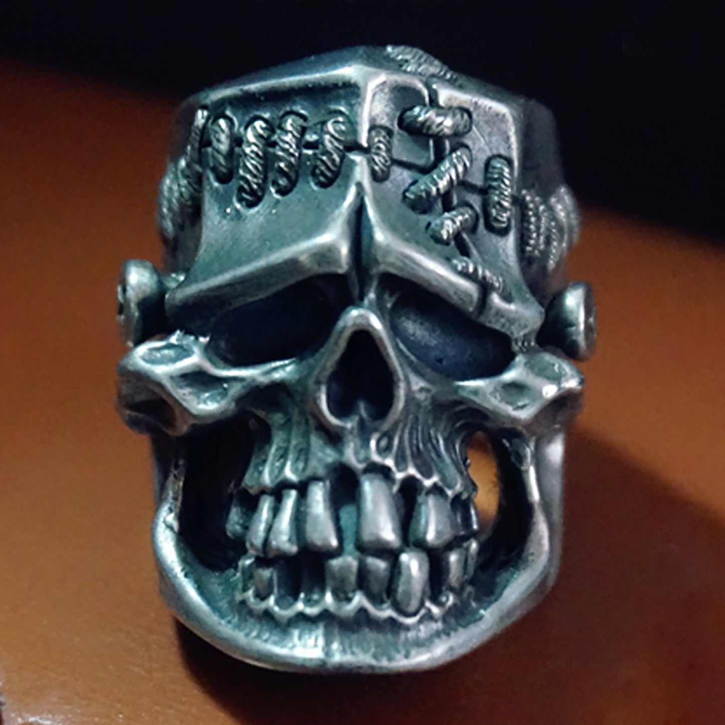 Frankenstein Skull ring, Frankenstein Skull jewelry,Sterling Silver ring,skull ring,gift for him-Handmade