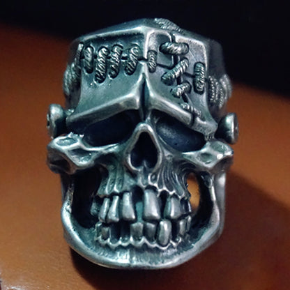 Steampunk Skull Signet Ring - 925 Silver Biker-Style Mens Jewelry