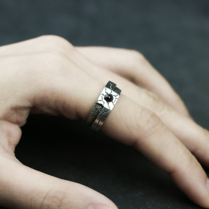 Red agate 925 silver ring, simple inlaid couple ring, special silver ring for girls and boys, holiday gift sterling silver-Craftsman made - SATANHORN