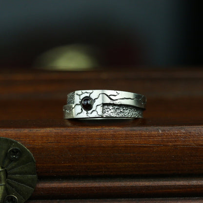 Red agate 925 silver ring, simple inlaid couple ring, special silver ring for girls and boys, holiday gift sterling silver-Craftsman made - SATANHORN