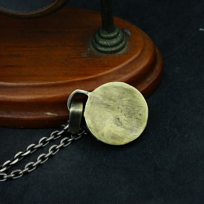 Egyptian Scarab Coin Necklace Pendant-925 Silver/Brass-Ancient Egyptian Myth Scarab-Craftsman made - SATANHORN