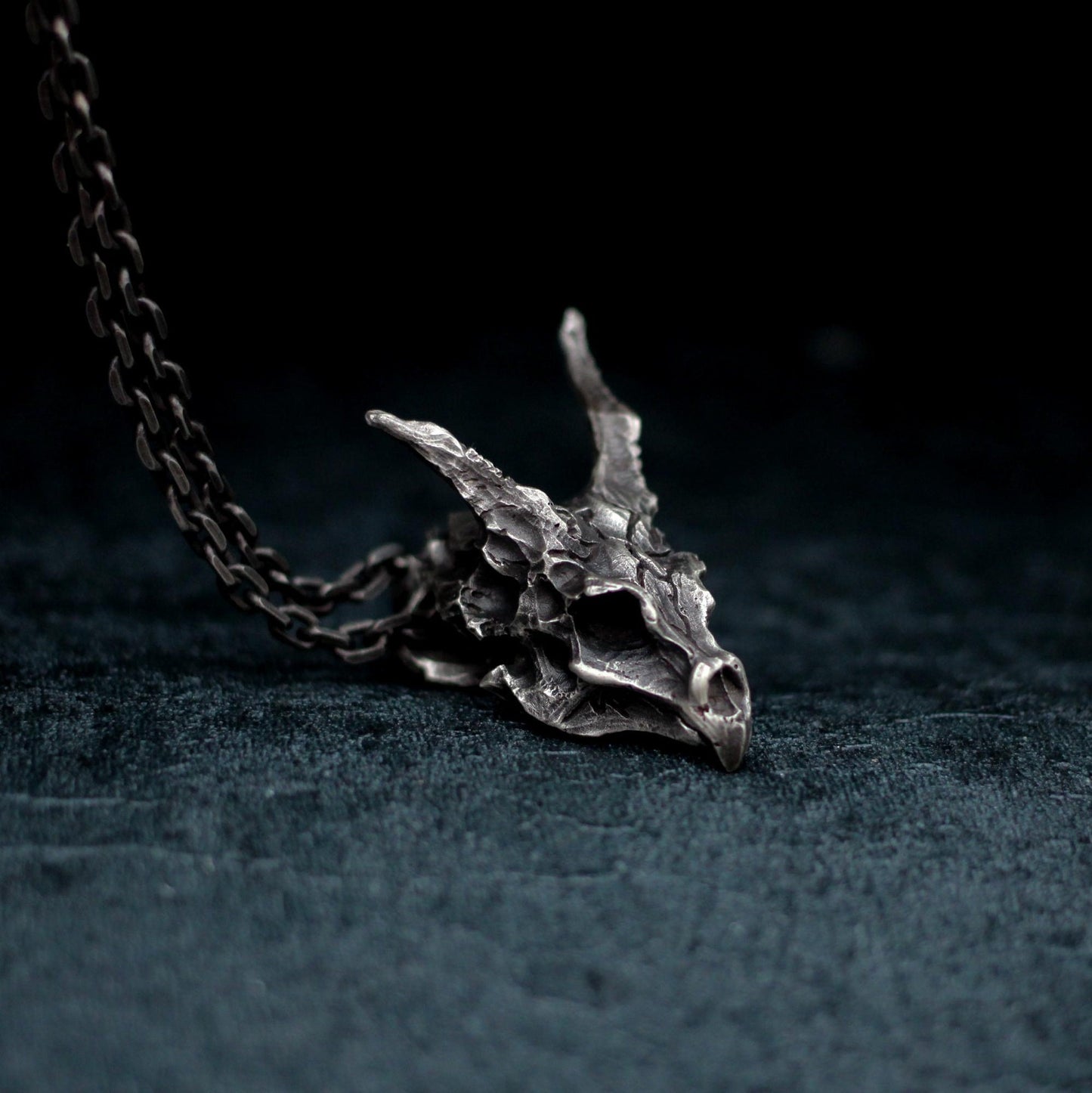 Dragon Skull 925 Silver Necklace Pendant,Dragon head skull, Dragon Silver jewelry,Animal skull 925 silver Pendant jewelry-Craftsman made