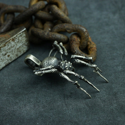 Big Spider 925 silver pendant necklace, long-legged spider 925 silver pendant, exquisite and realistic spider jewelry-Craftsman made