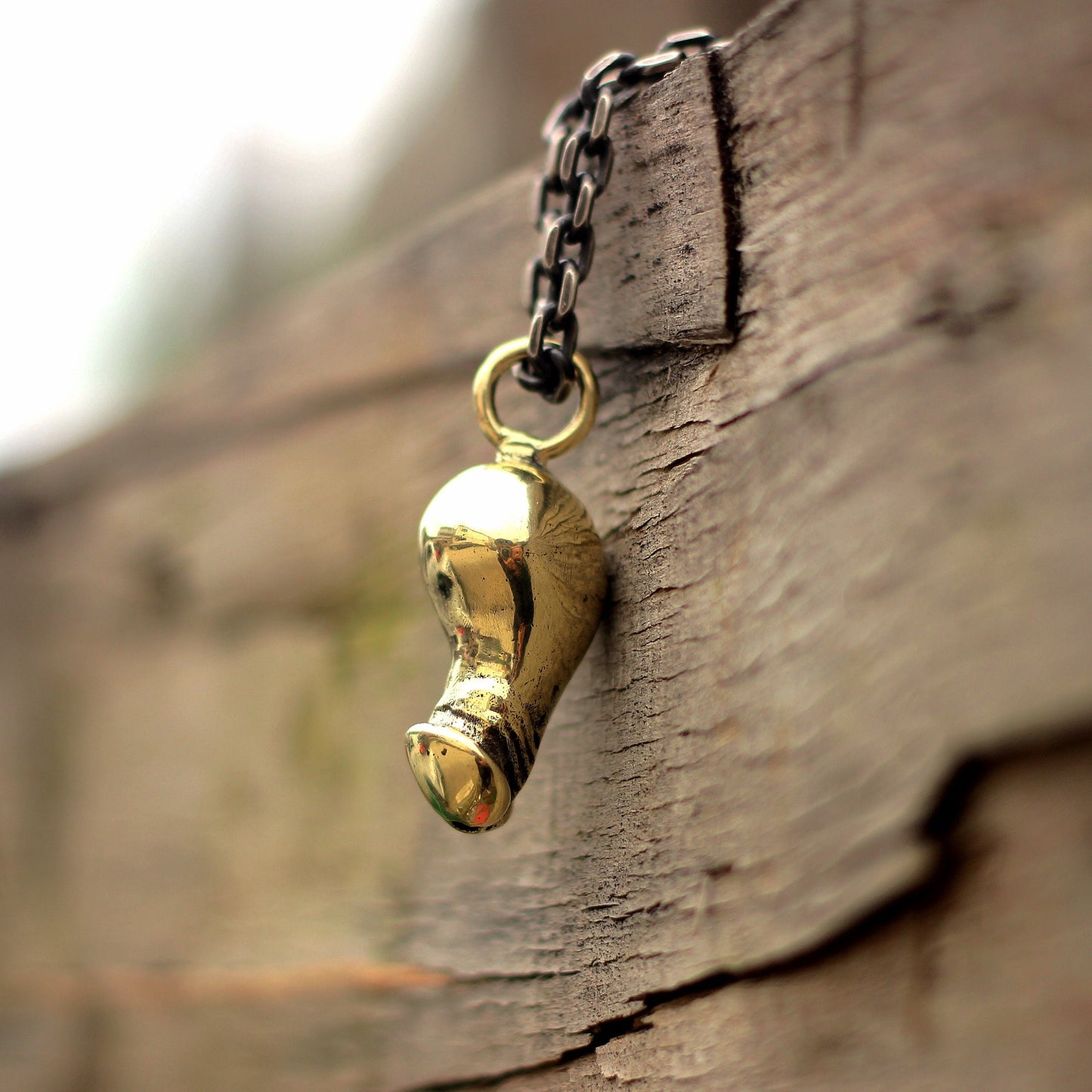 Penis Brass/925Silver Pendant necklace,a unique pendant necklace for male genitalia,made of silver and brass-Craftsmen made