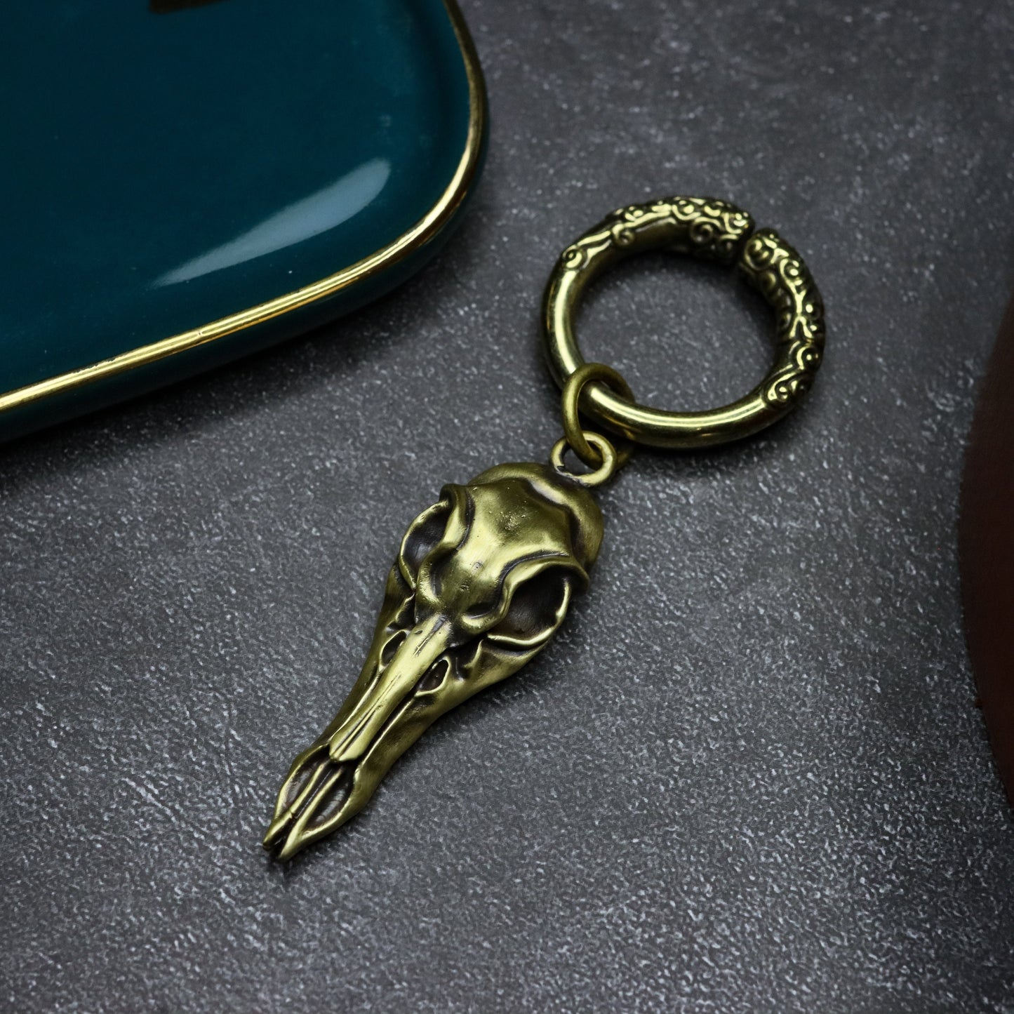 Bird skull keychain, animal skull brass jewelry, Handmadedaily small accessories-Craftsmen made