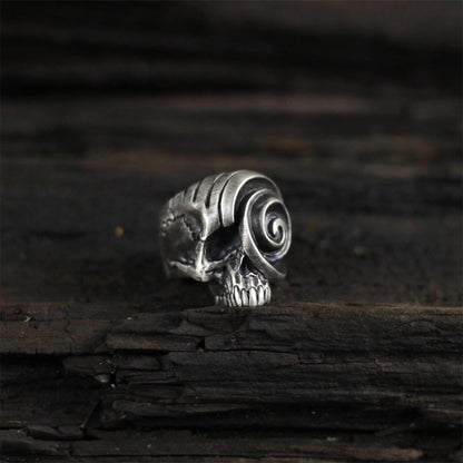 Swirl skull 925 silver ring, jawless skull ring, creative skull ring unique sterling silver gift-craftsman made - SATANHORN