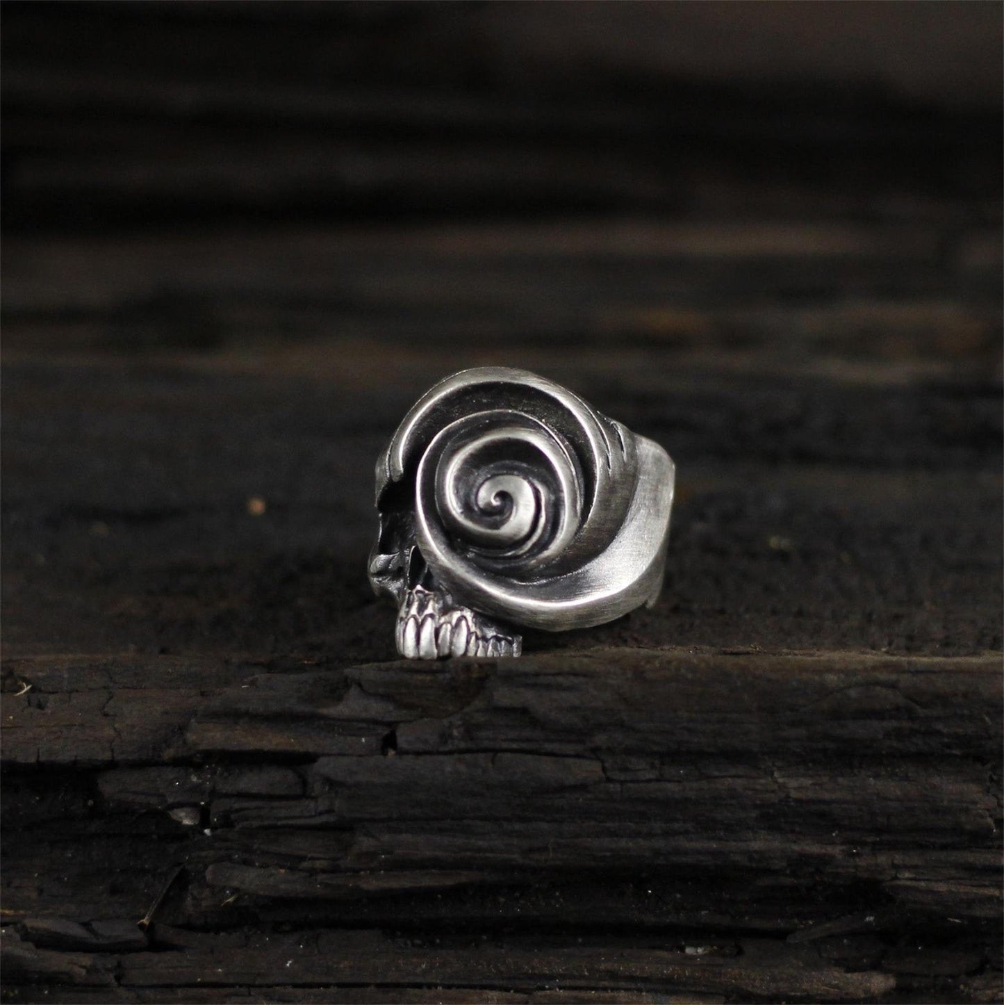 Swirl skull 925 silver ring, jawless skull ring, creative skull ring unique sterling silver gift-craftsman made - SATANHORN