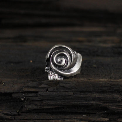 Swirl skull 925 silver ring, jawless skull ring, creative skull ring unique sterling silver gift-craftsman made - SATANHORN