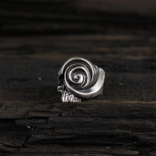 Swirl skull 925 silver ring, jawless skull ring, creative skull ring unique sterling silver gift-craftsman made - SATANHORN
