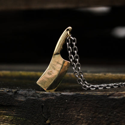 Kitchen Knife 925silver/brass Necklace Pendant, Fortune Jewelry, Sterling Silver Kitchen Knife - Craftsman made - SATANHORN