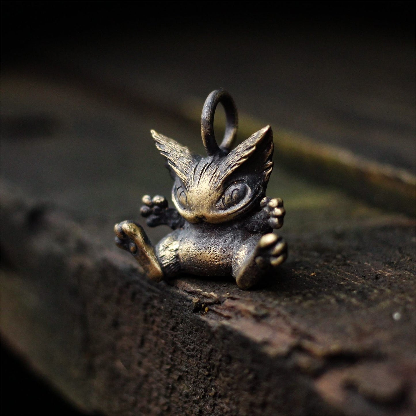 Big ear cat 925 silver/brass pendant necklace, A Cute kitty need a hug, A unique and interesting necklace pendant gift-Craftsmen made