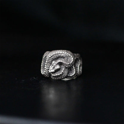 Snake 925 silver ring, Viper silver snake Medusa ring, exquisite handmade snake ring, made of 925 sterling silver and brass-Craftsmen made - SATANHORN