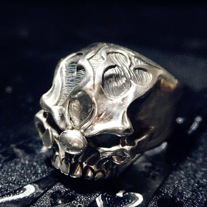Gothic Clown Skull Signet Ring - Artisan Sterling Silver Horror Fantasy Accessory