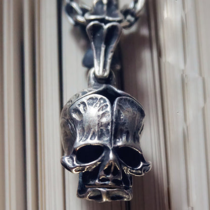 Skull Necklace-Humanoid Skull Pendant, Silver Skull, Gothic Necklace, Baby Skull Pendant