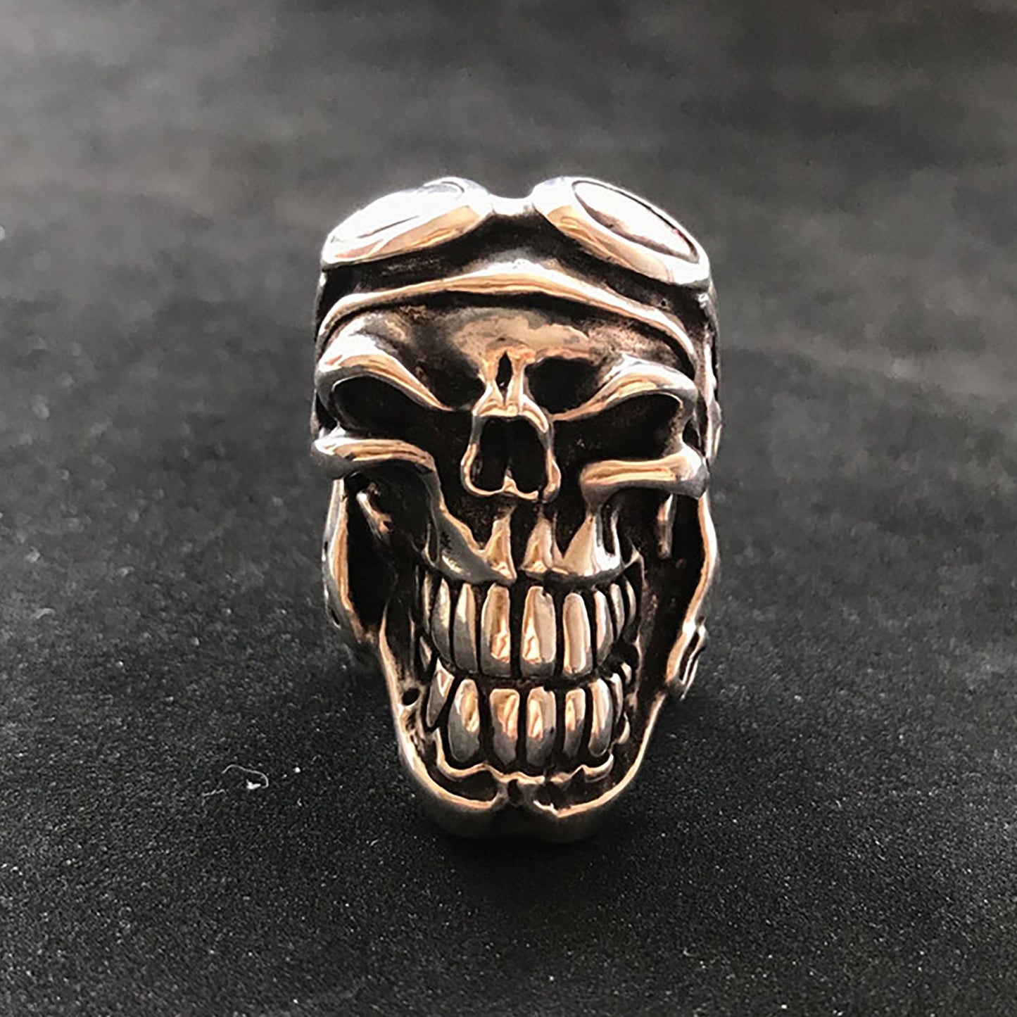 Pilot skull ring, skull ring, silver ring, sterling silver pilot skull ring, gift to him-original handmade