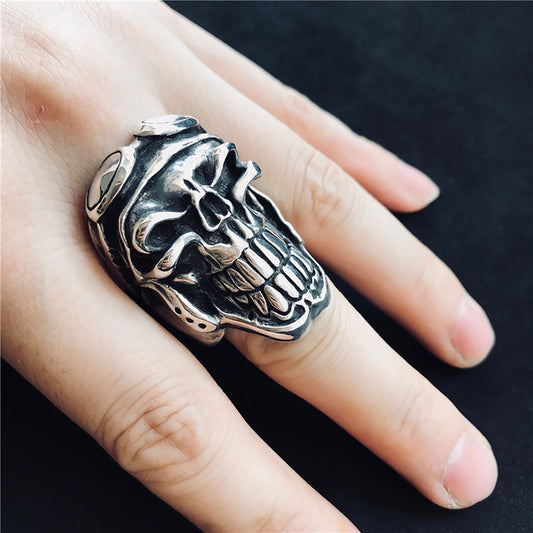 Pilot skull ring, skull ring, silver ring, sterling silver pilot skull ring, gift to him-original handmade