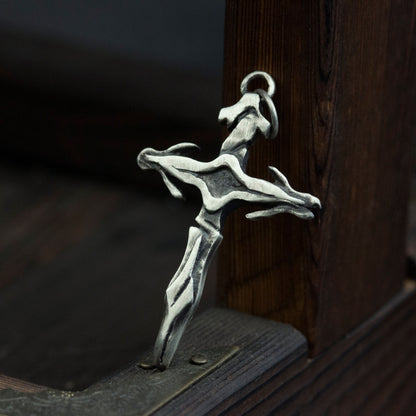 Hook Shaped Cross 925 Silver Pendant Necklace, Christian Cross Faith Jewelry Necklace Pendant, Unique Cross-Craftsman made