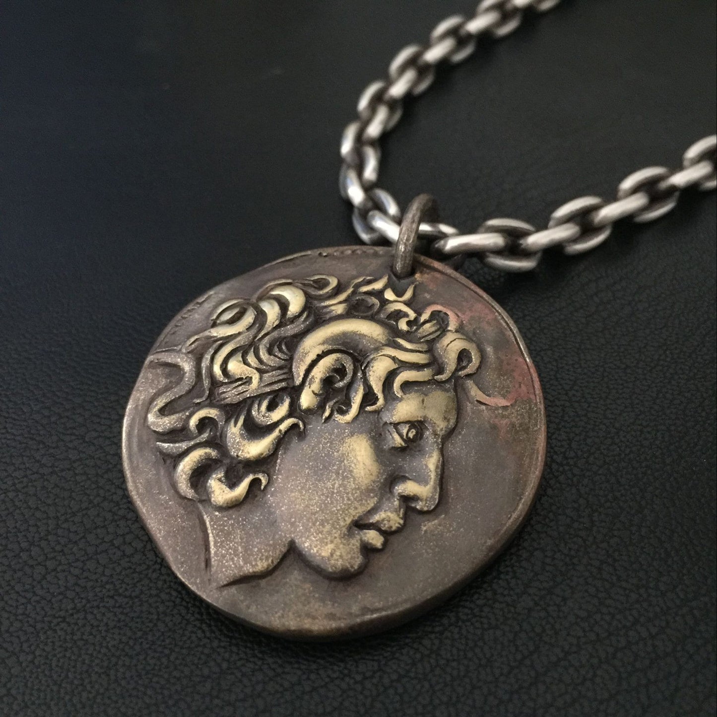 925 Sterling Silver Antique Silver Coin Pendant, Greek Coins, Vintage Pendants, Men's Pendants, Personalized Gifts - Handmade