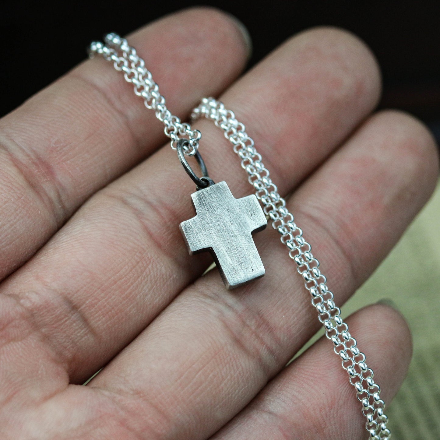 925 Sterling Silver Cross Pendant Necklace, Christian Simple Cross Pendant, Charm of the Cross, Gift for Him - Handmade