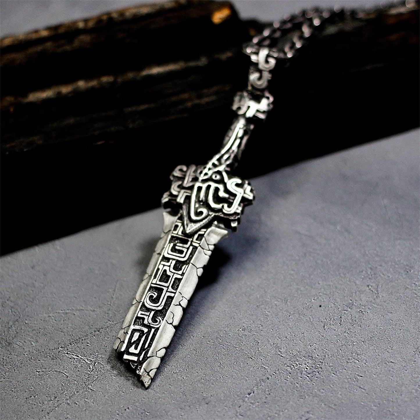 Broken Sword 925 silver pendant, sterling silver weapon sword necklace pendant, ancient sword 925 sterling silver jewelry-Craftsmen made