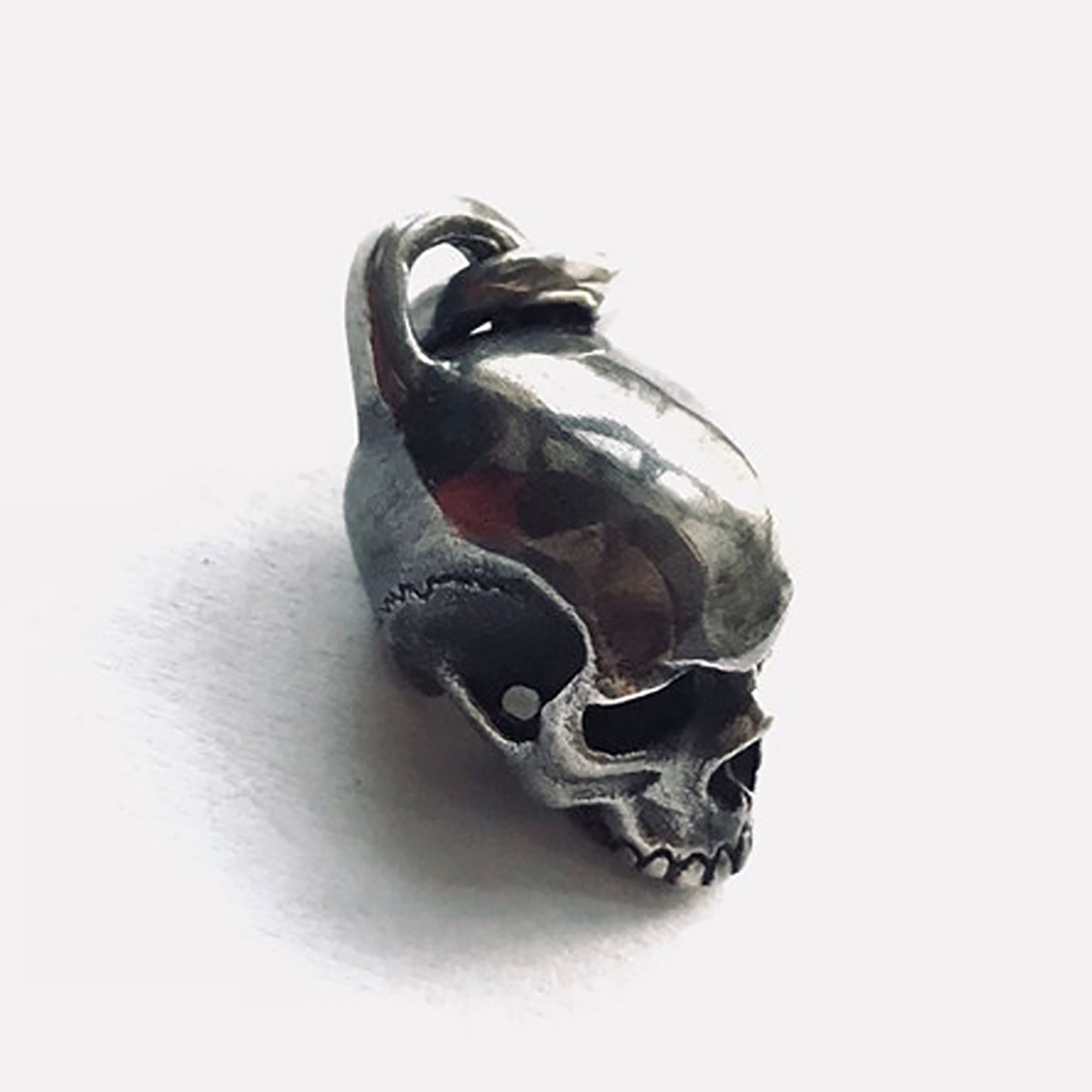 925 sterling silver skull pendant, skull necklace, skull pendant, vintage pendant, bohemian pendant