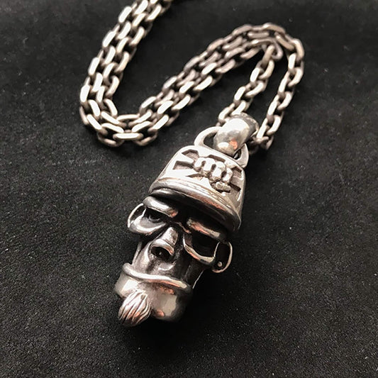 925 Sterling Silver Santa Skull Pendant, Skull Necklace, Santa Claus, Christmas Gifts, Father's Day Gifts, Holiday Gifts - Handmade