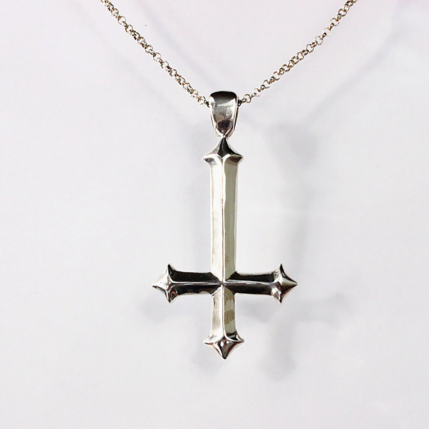 925 Sterling Silver Reverse Cross Pendant Necklace, Christian Cross Pendant, Christian Jewelry, Men's Necklace, Gift for Him - Artisan Made