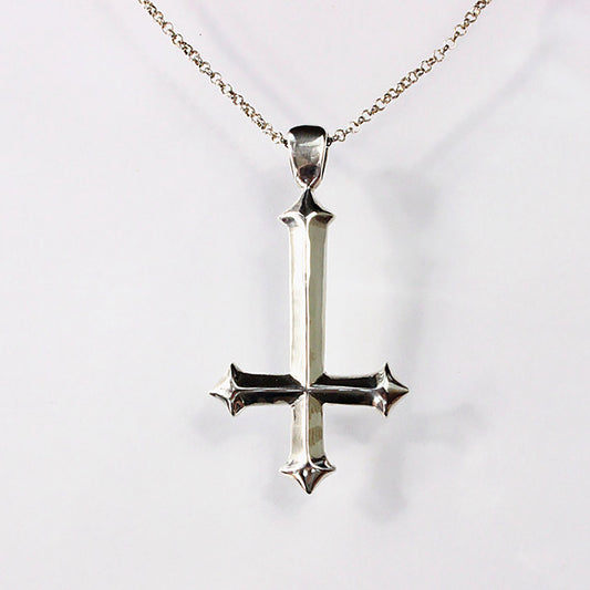 925 Sterling Silver Reverse Cross Pendant Necklace, Christian Cross Pendant, Christian Jewelry, Men's Necklace, Gift for Him - Artisan Made
