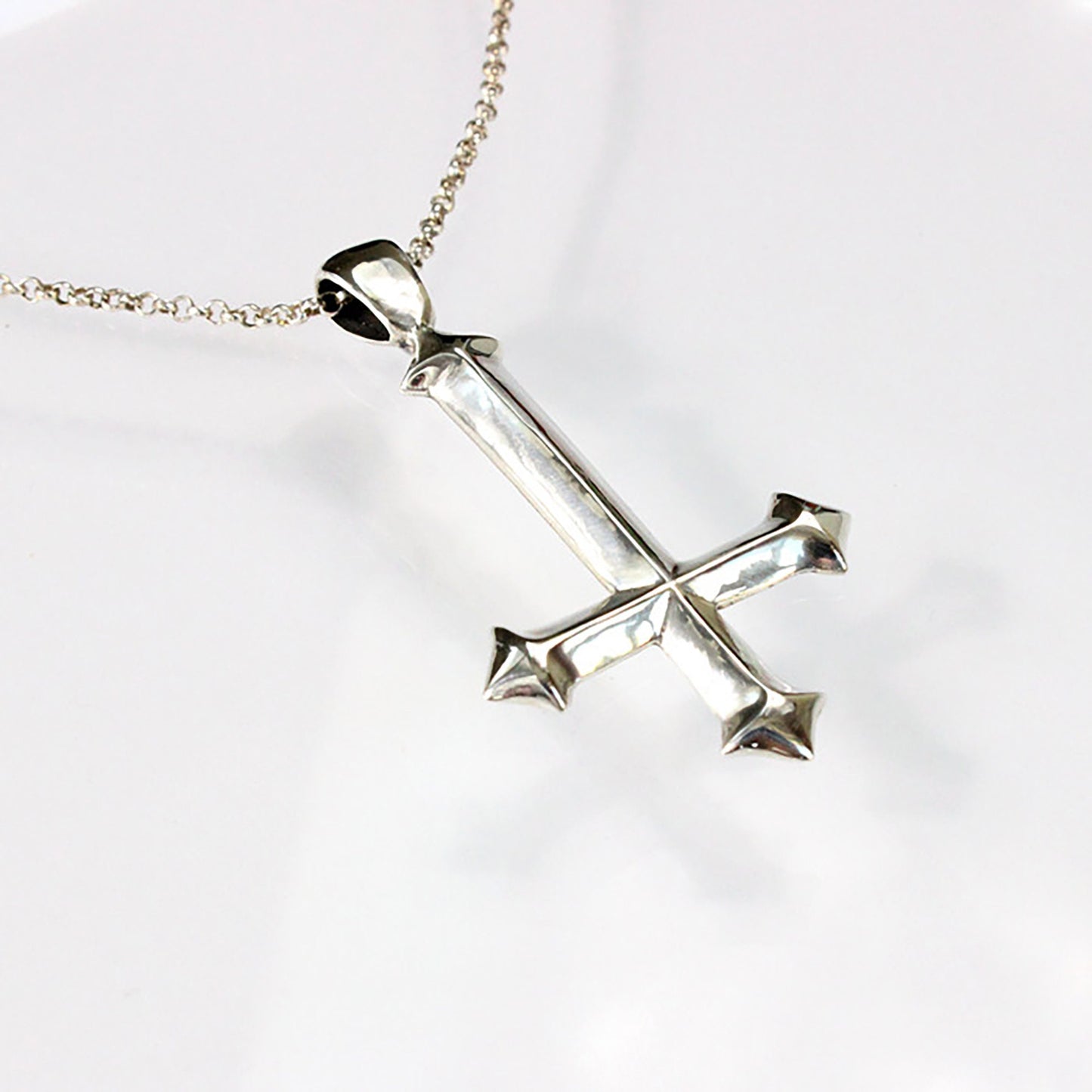 925 Sterling Silver Reverse Cross Pendant Necklace, Christian Cross Pendant, Christian Jewelry, Men's Necklace, Gift for Him - Artisan Made