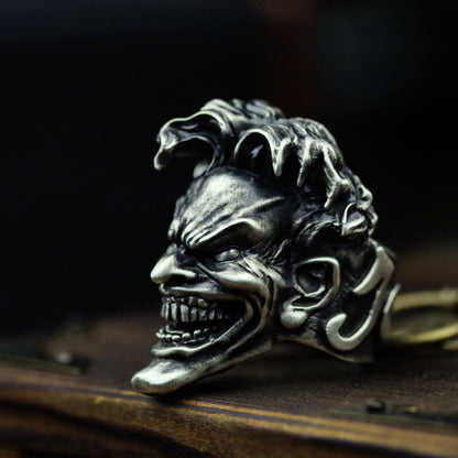 Hand-Forged 925 Silver Villain Smile Ring - Gothic Trickster Design for Men's Statement Jewelry - SATANHORN