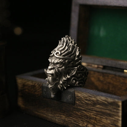 Monkey King 925 silver ring, Monkey King Jewelry - Craftsman made - SATANHORN
