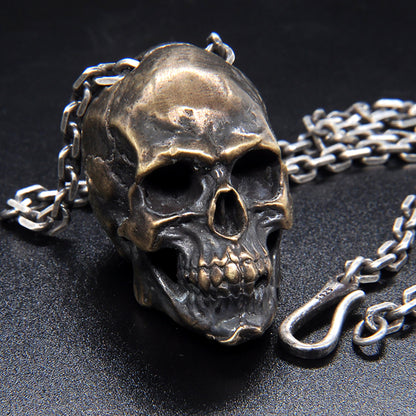 Skull pendant, skull necklace, silver skull, skull jewelry, gothic necklace, gift for boyfriend, gift for him-handmade