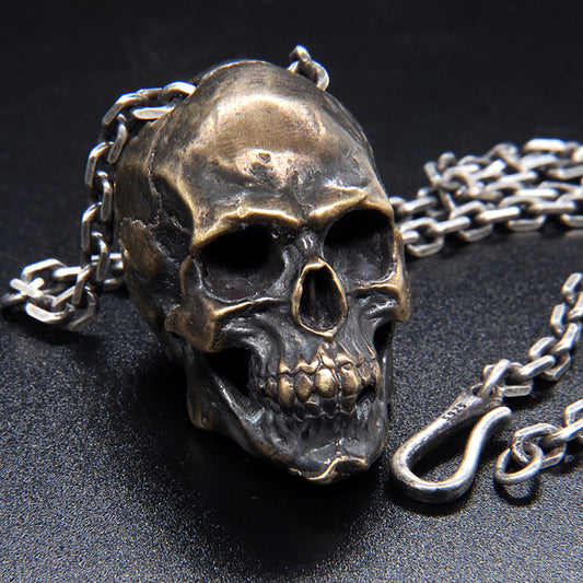 Skull pendant, skull necklace, silver skull, skull jewelry, gothic necklace, gift for boyfriend, gift for him-handmade