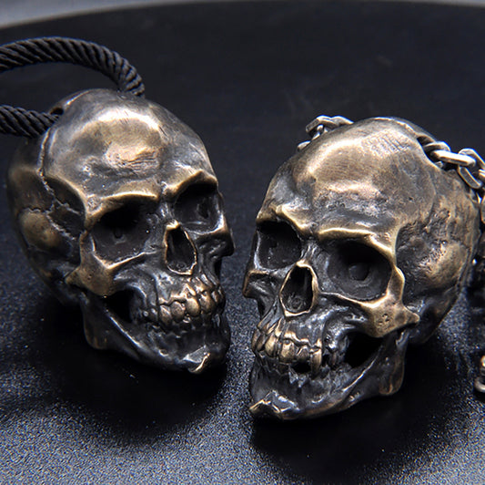 Skull pendant, skull necklace, silver skull, skull jewelry, gothic necklace, gift for boyfriend, gift for him-handmade