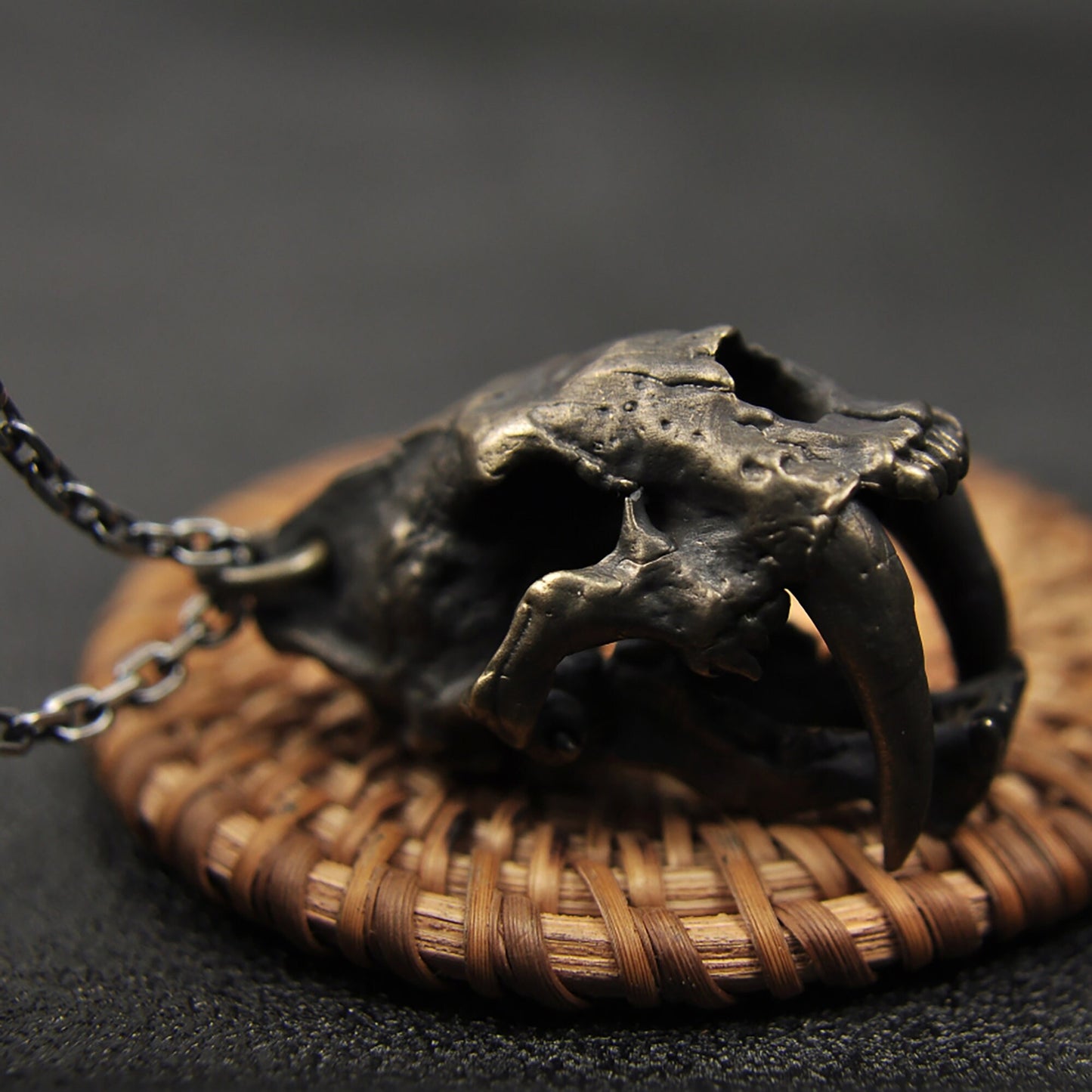 925 Sterling Silver Sabre Tooth Tiger Skull, Solid Brass Tiger Skull Pendant, Tiger Pendant, Gothic Pendant, Gift for Him - Handmade