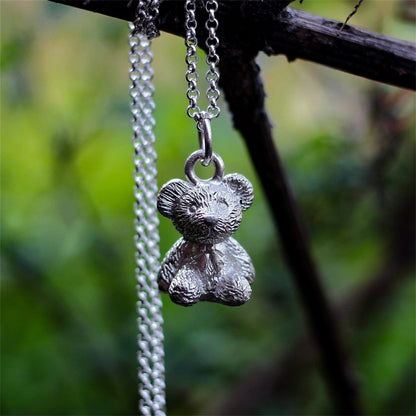 Muppet Bear 925 Silver Pendant Necklace, Little Bear Silver Necklace, 925 Sterling Silver Gift Necklace Pendant for Girls - Craftsman Made - SATANHORN