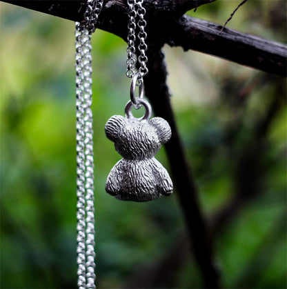 Muppet Bear 925 Silver Pendant Necklace, Little Bear Silver Necklace, 925 Sterling Silver Gift Necklace Pendant for Girls - Craftsman Made - SATANHORN