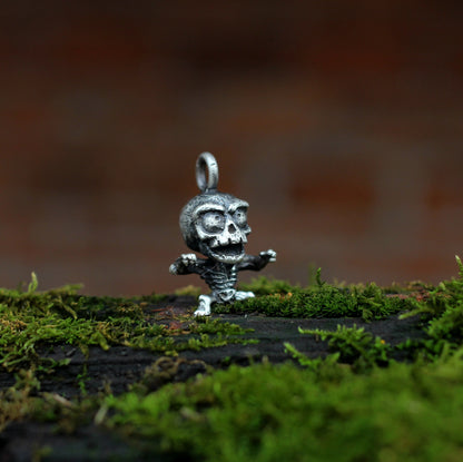 Skull skeleton 925 pendant necklace accessory, unique and funny jewelry necklace gift for human skeleton - Craftsman Made